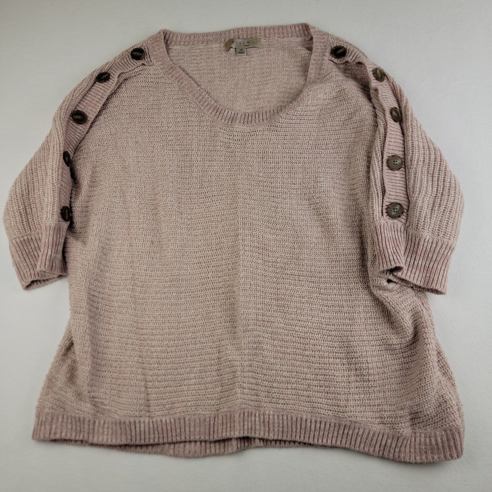 Misia Curvy Womens 3X Pink Marl Button Shoulder Short Sleeve Sweater ZT865X